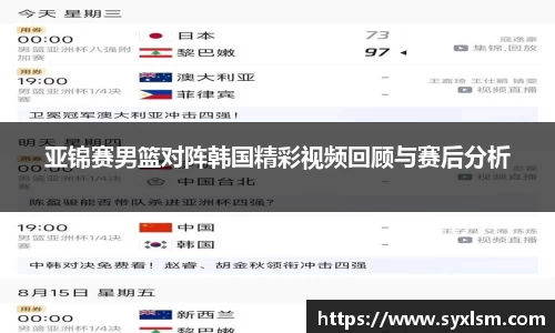 亚锦赛男篮对阵韩国精彩视频回顾与赛后分析